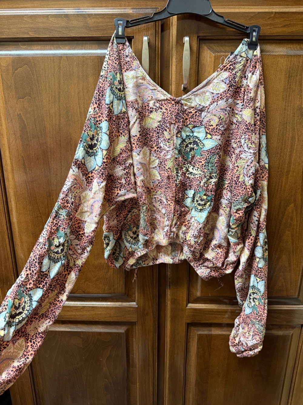 Angie Pink Multi Floral & Leopard Print V-Neck Tunic